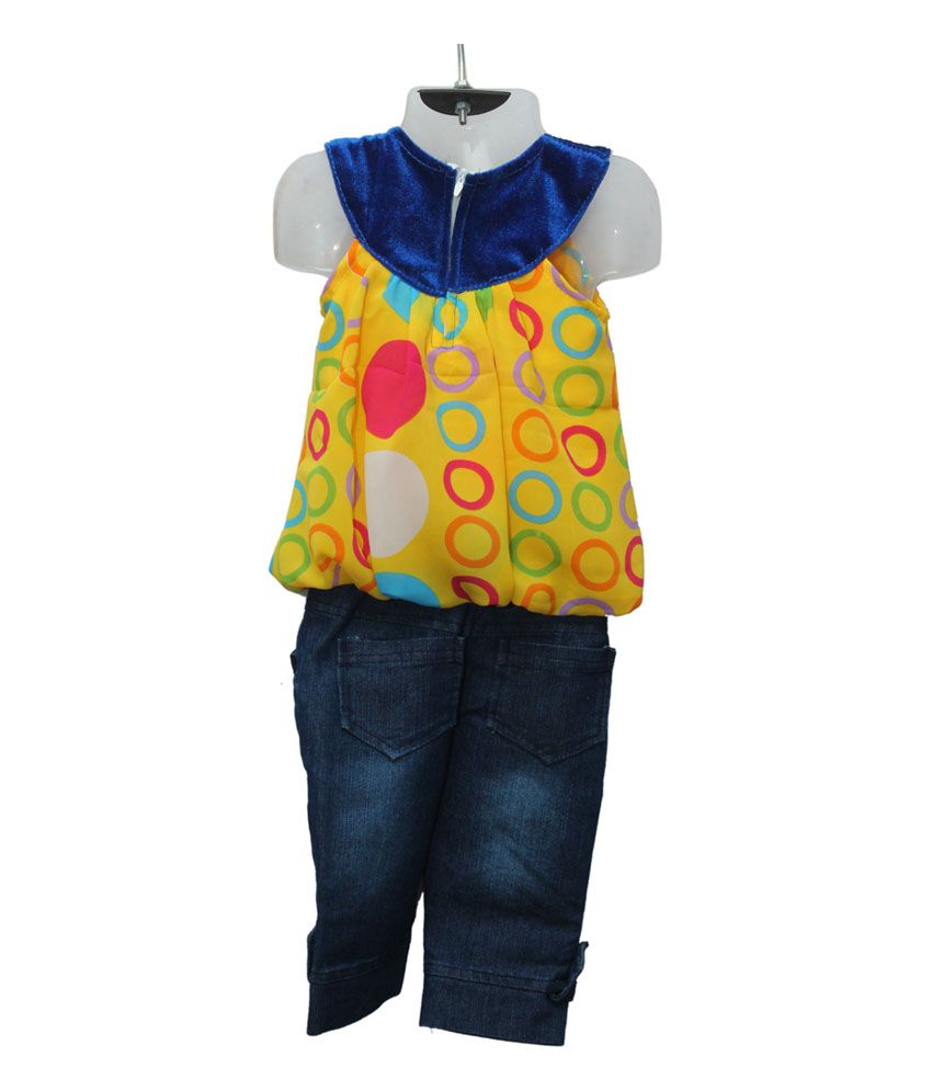 Modern Clothing Denim Yellow Top And Blue Jeans - Buy Modern Clothing Denim Yellow Top And Blue 