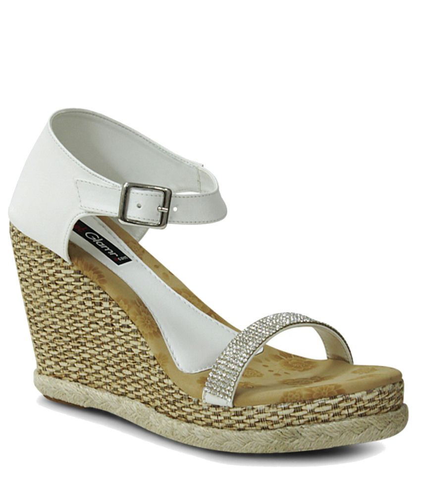 Get Glamr Fine White Heeled Sandals Price in India- Buy Get Glamr Fine White Heeled Sandals 