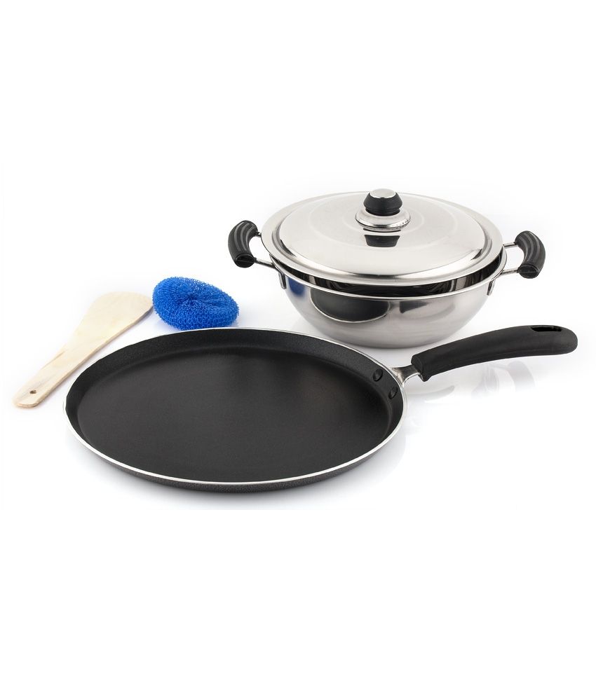 Mahavir Stainless Steel Induction Base Kadai 220Mm With 260 Mm Non