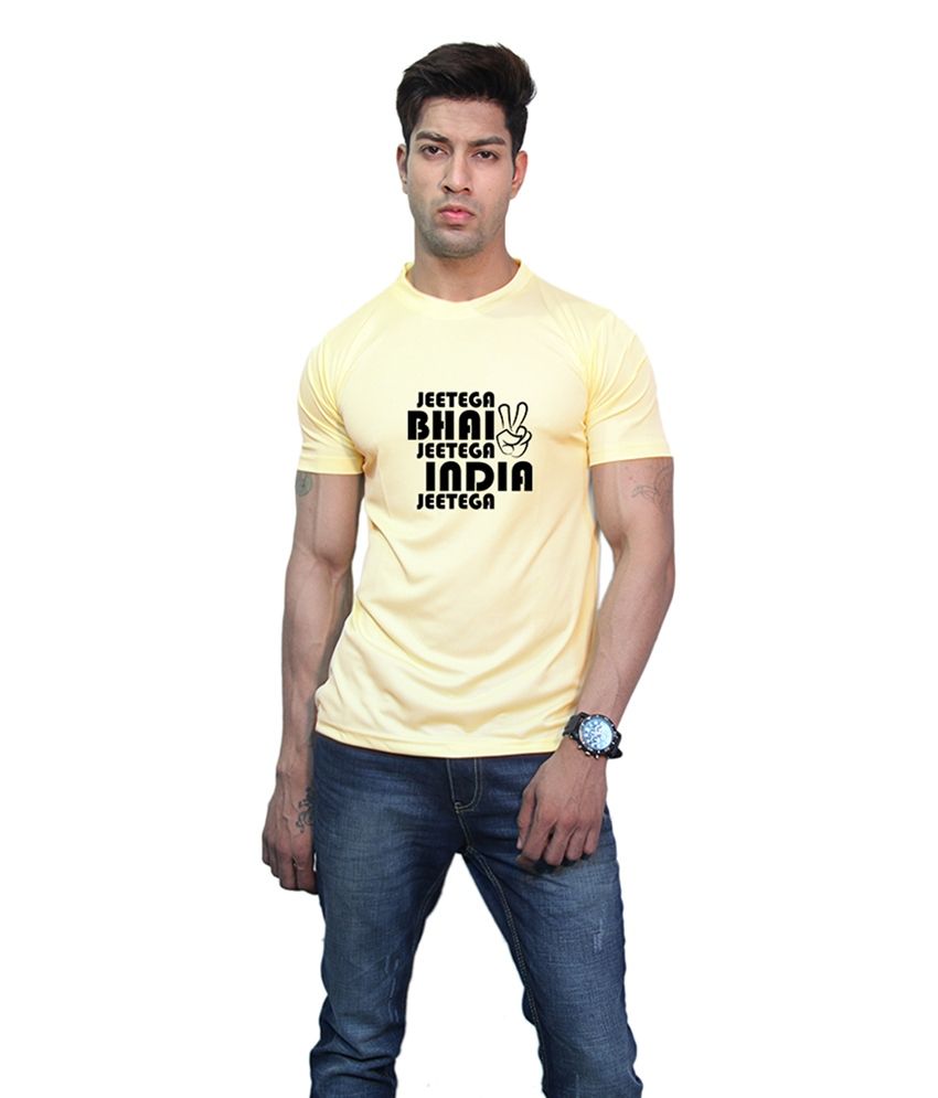 Printland India Jeetega & I'm Awesome Printed Yellow T-Shirt (Pack of 2 ...