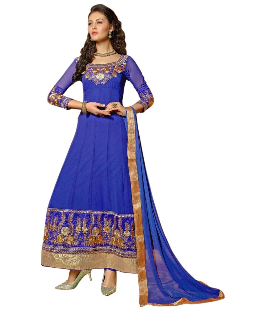Surat Tex Blue Color Party Wear Embroidered Georgette Semi-Stitched ...