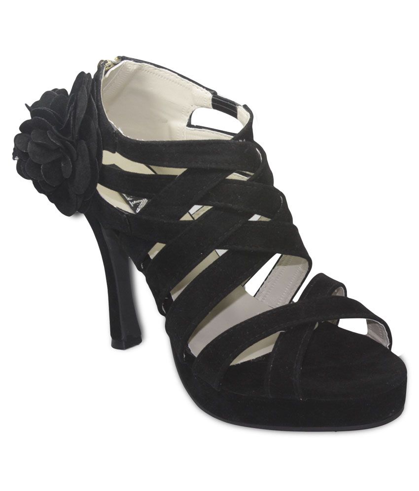 Ten Black Color Heeled Sandals Price in India- Buy Ten Black Color Heeled Sandals Online at Snapdeal