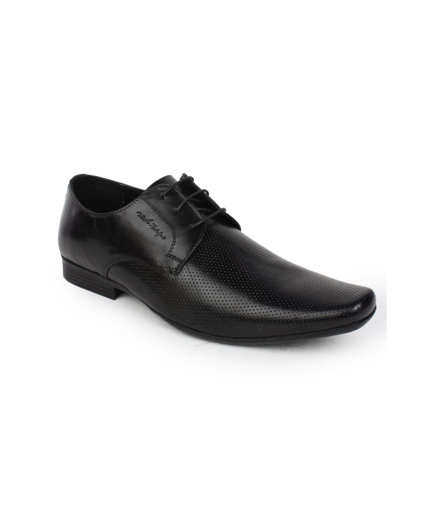 red tape mens black leather formal shoes
