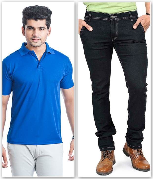 royal blue and black jeans