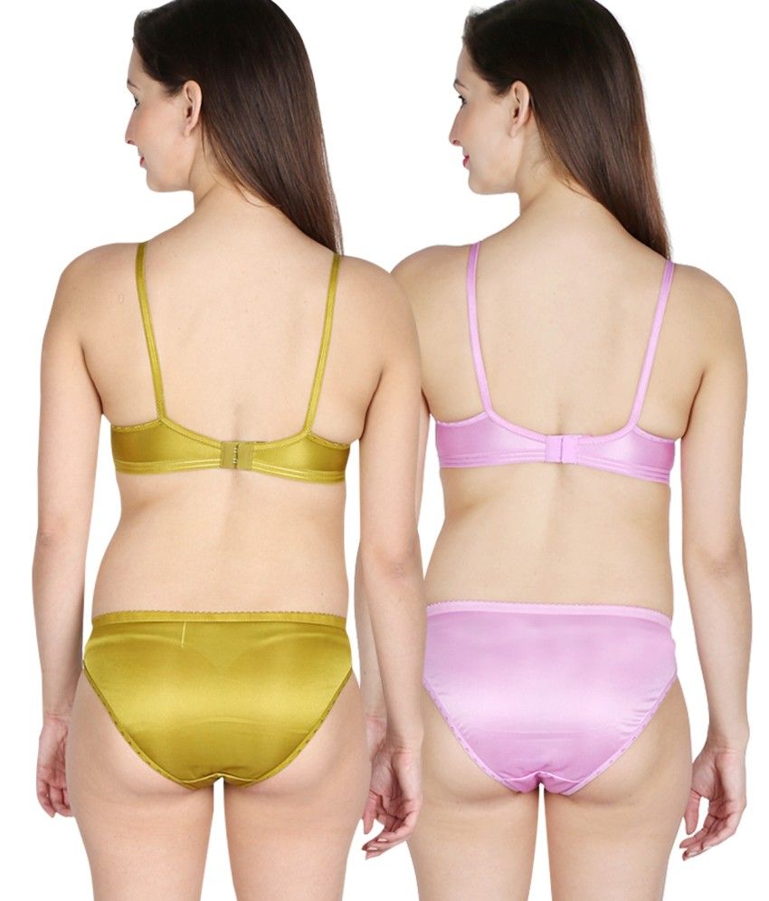 Buy Nutexsangini Multi Color Satin Bra Panty Sets Pack Of Online At Best Prices In India