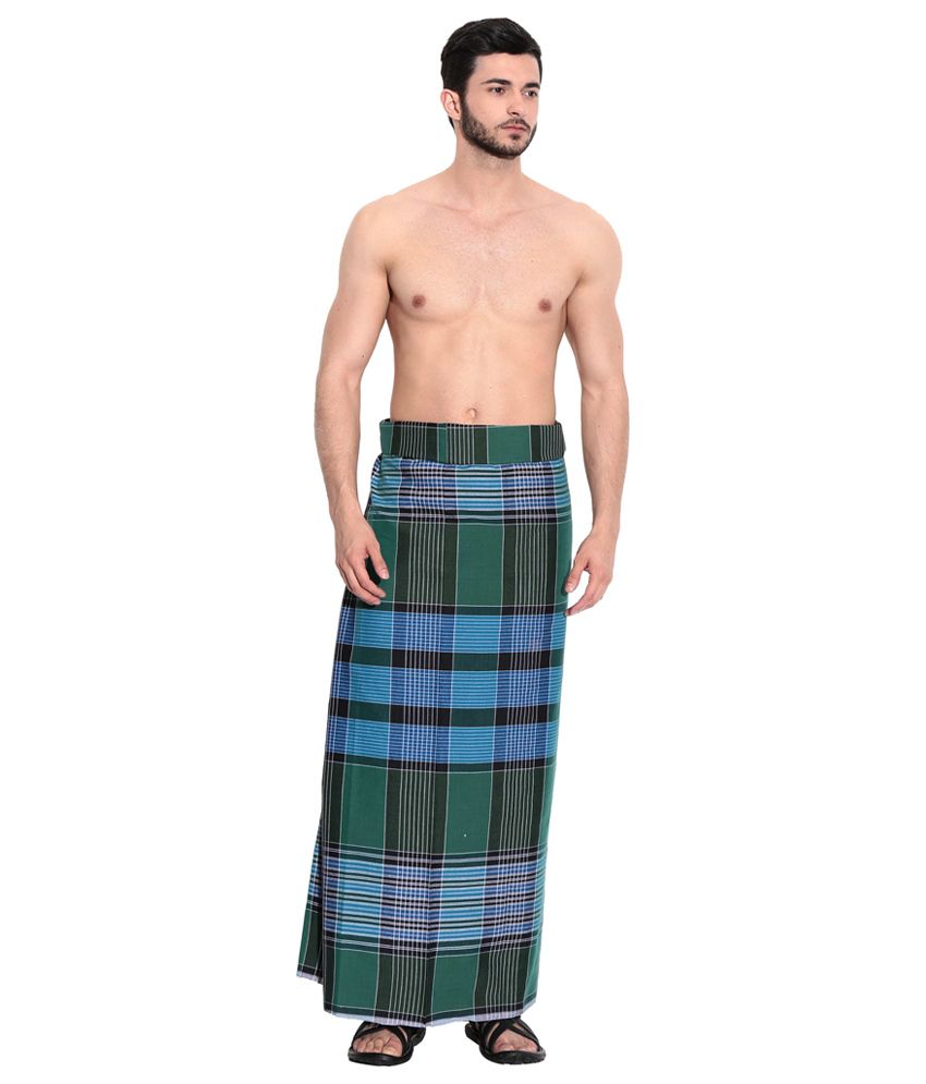 ATM Green Blue Cotton Lungi  Buy ATM Green Blue 