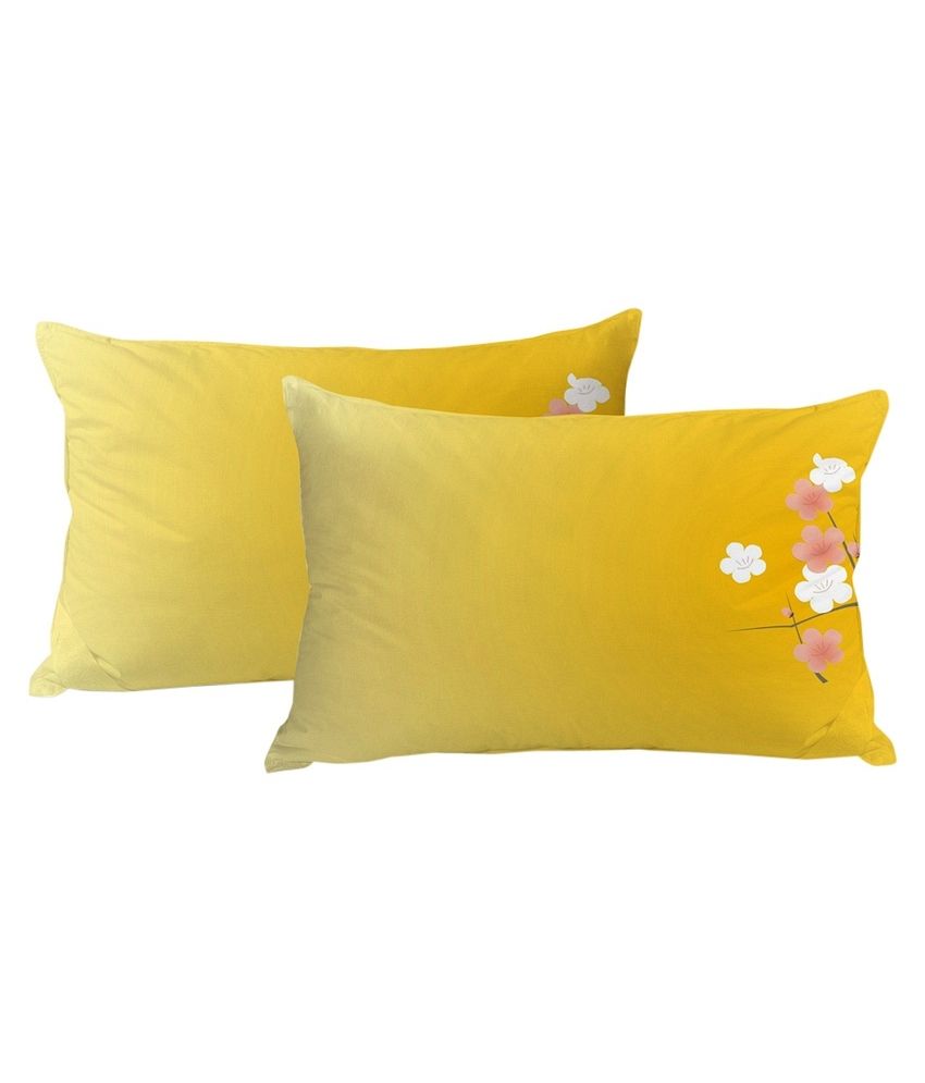 Stybuzz Yellow Cotton Pillow Covers Set of 2 Buy Stybuzz Yellow