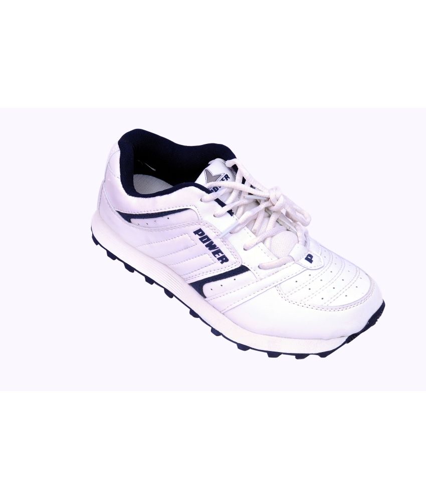 bata power white running shoes