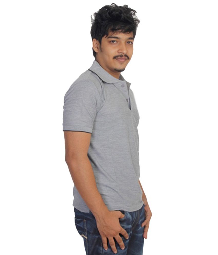 Mens Wear Gray Cotton Blend Polo 