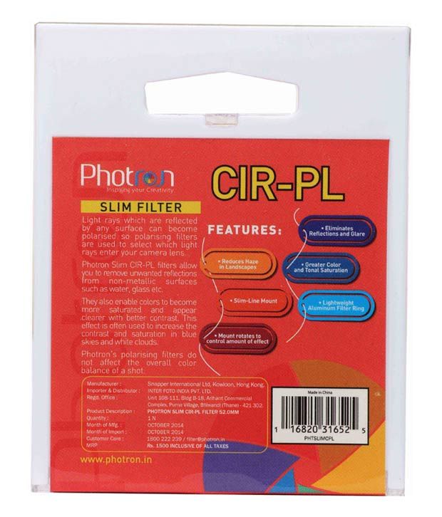Photron 52.0mm Slim Cirpl Circular Polarizer Lens Filter Price in