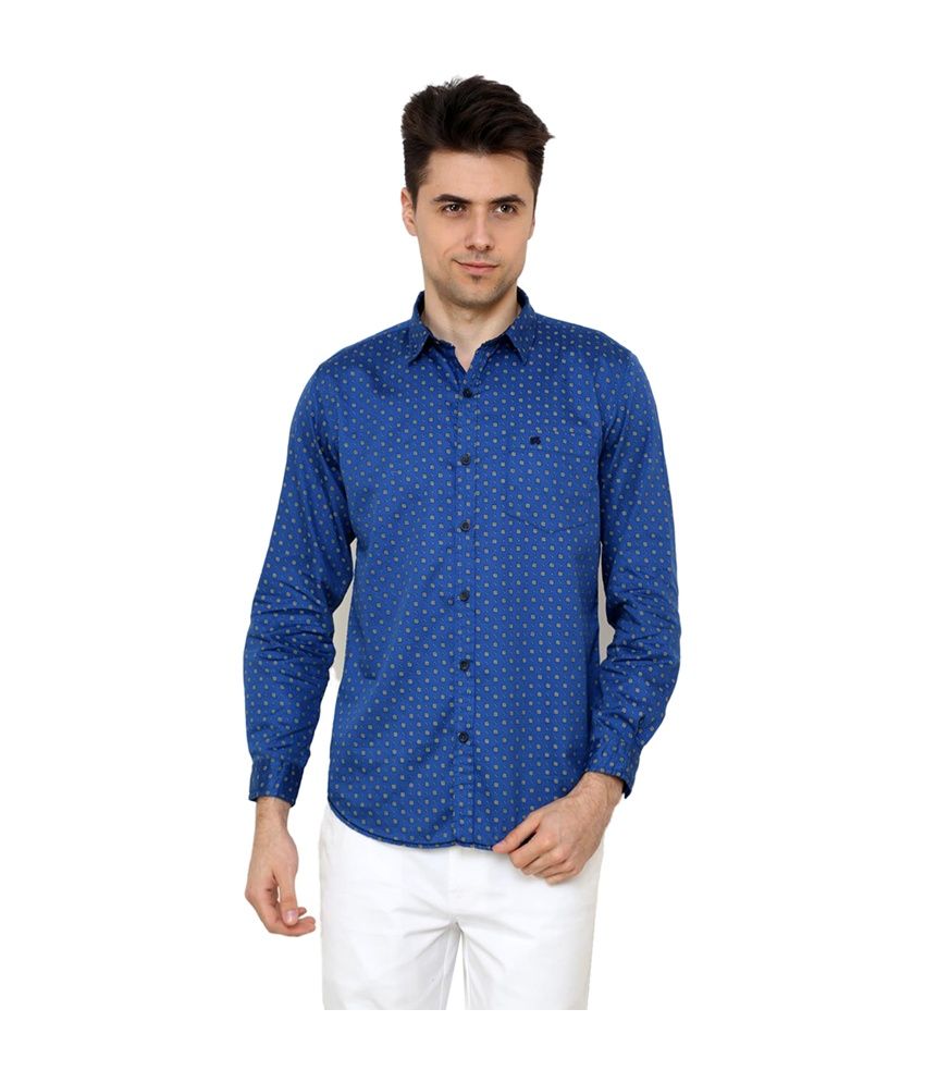 Twills Blue Printed Cotton Shirt - Buy Twills Blue Printed Cotton Shirt ...