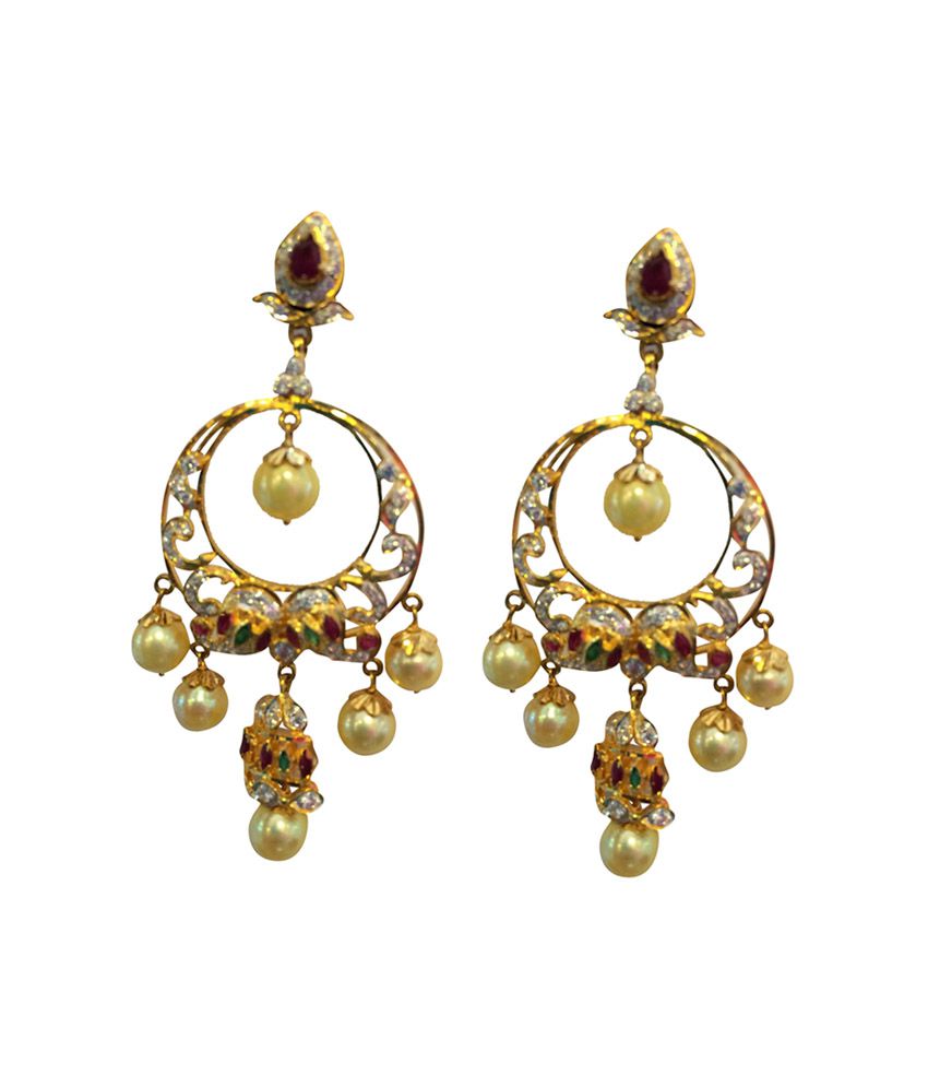 Sri Venkateswara Jewellers Golden Screw Back Antique Jhumki Earrings ...