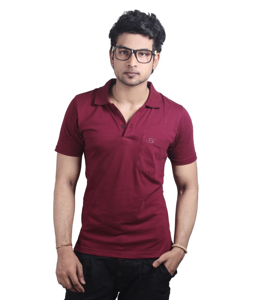 Spur Maroon  Cotton Polo  T Shirt  Buy Spur Maroon  Cotton 