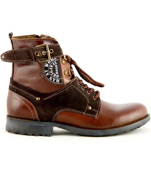 Richfield Rado Brown Leather Buckle Boots For Men - Buy Richfield Rado ...