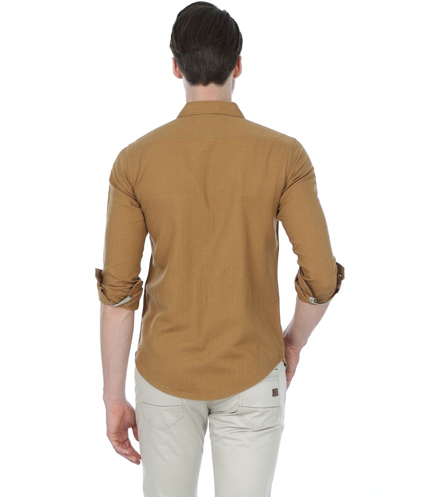 Basics Tan Linen Blend Casual Shirt - Buy Basics Tan Linen Blend Casual ...