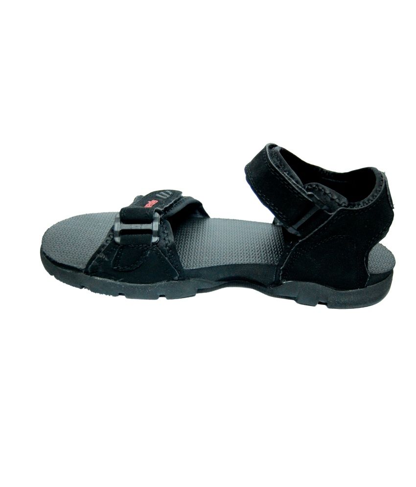 sparx black chappal