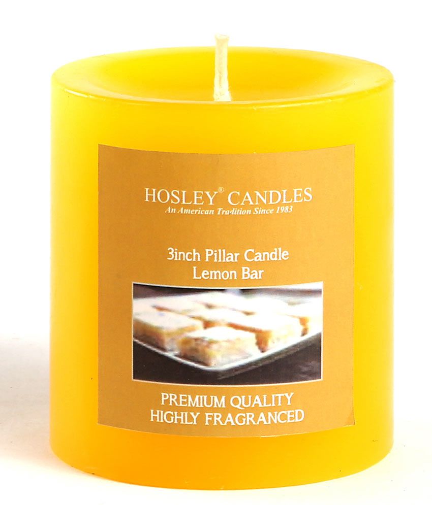     			Hosley Yellow Lemon Bar 3inch Pillar Candle
