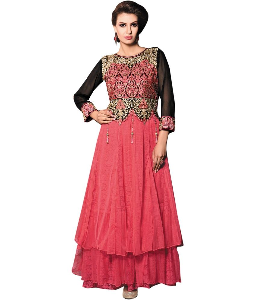 pink net maxi dress