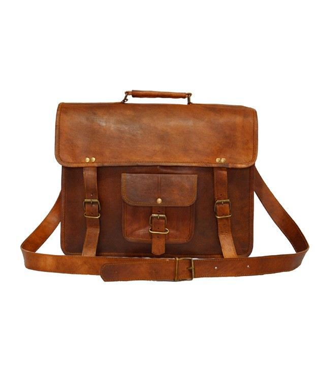 Shree Krishna Handicraft Brown Leather Laptop Bag - Buy Shree Krishna ...