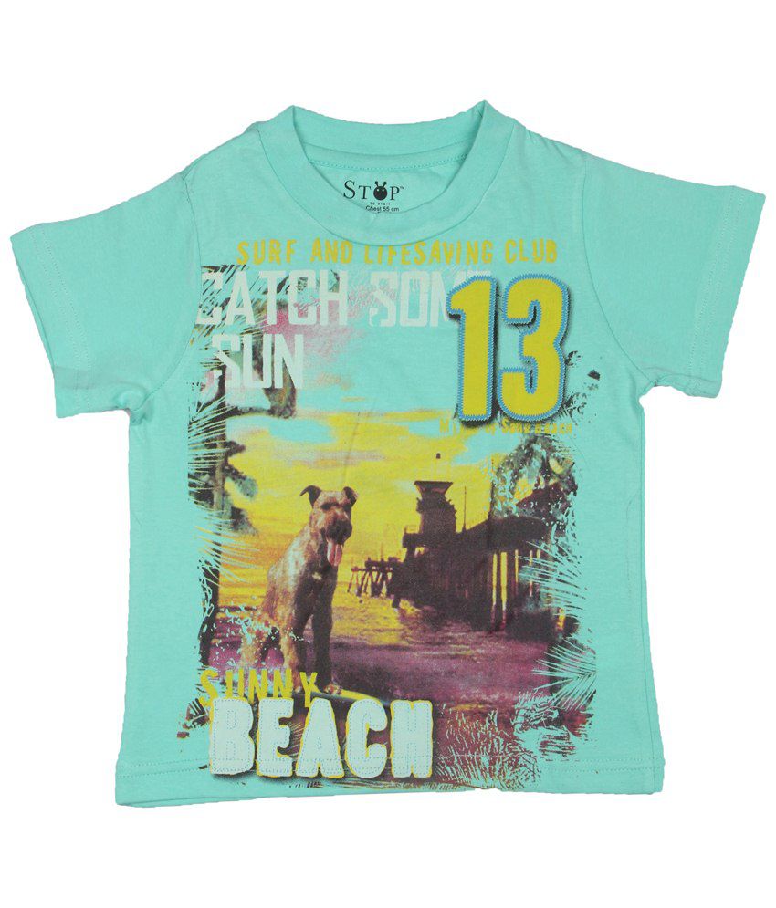 Stop Turquoise Green Sublimation T Shirt For Boys