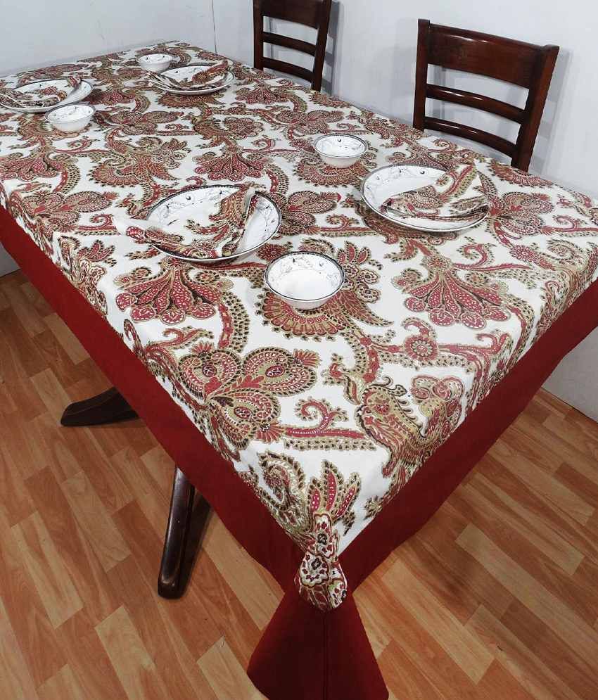 Heritagefabs Harmony Maroon Table Cover With 6 Napkins Buy