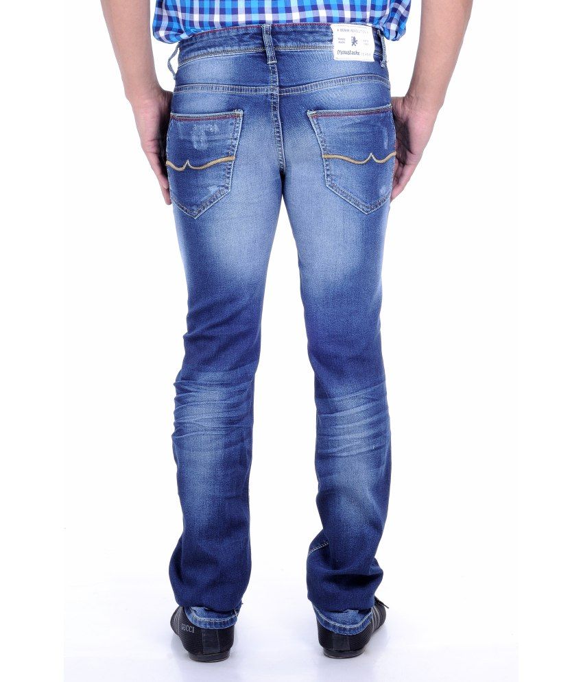 Moustache Blue Cotton Skinny Fit Jeans - Buy Moustache Blue Cotton ...