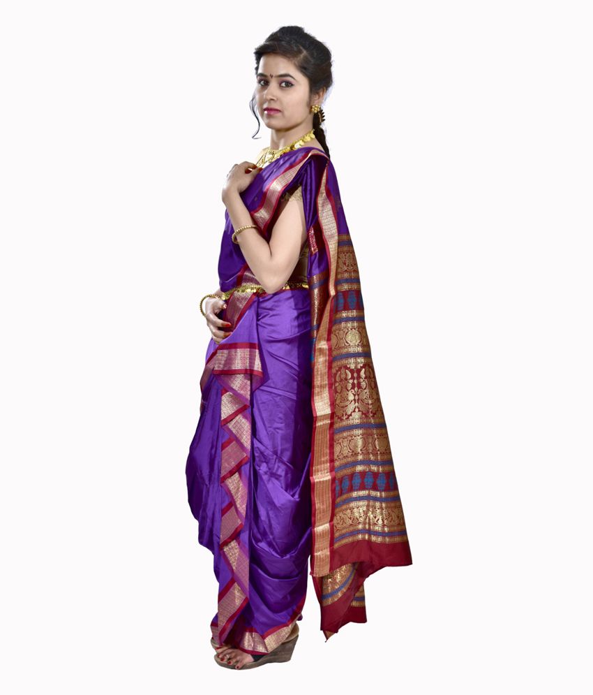 Saj Purple Silk Saree - Buy Saj Purple Silk Saree Online at Low Price ...