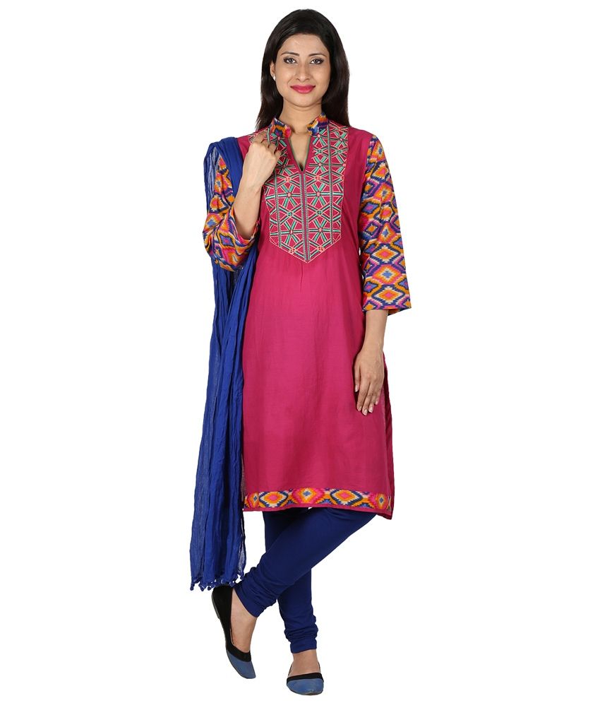 pink kurti with blue leggings
