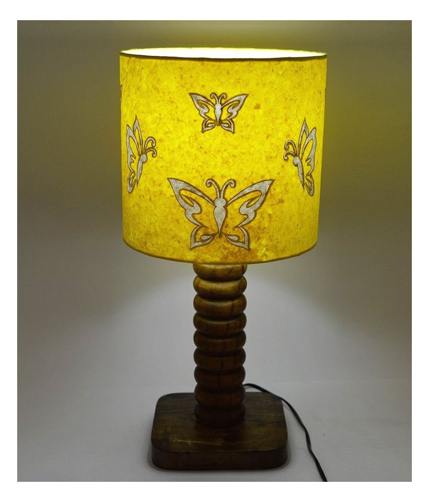 Craftter Flying Butterfly Circles Wooden Base Yellow and White Table