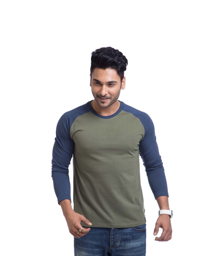Cult Fiction Green Cotton Round Neck Full Sleeves Shirt