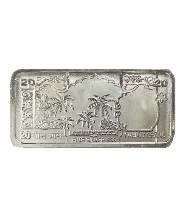 Kataria Jewellers 999 Purity Hallmarked Lakshmi Ganesh 2 Silver Bars Of 20Grams With Gift Box 