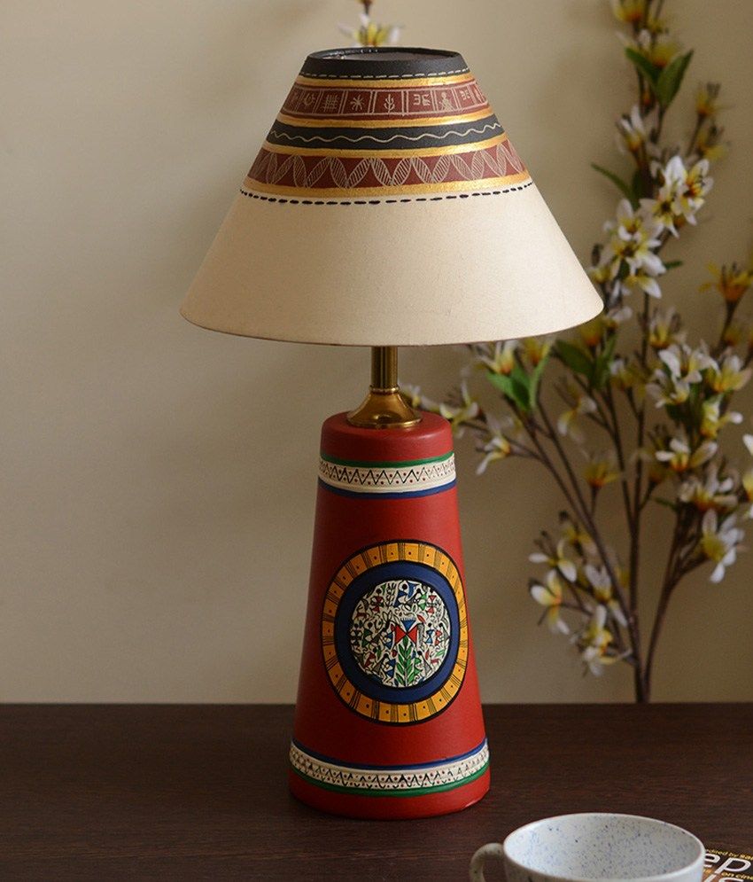 Unravel India Terracotta Lamp Shade With Madhubani Hand Painted Buy