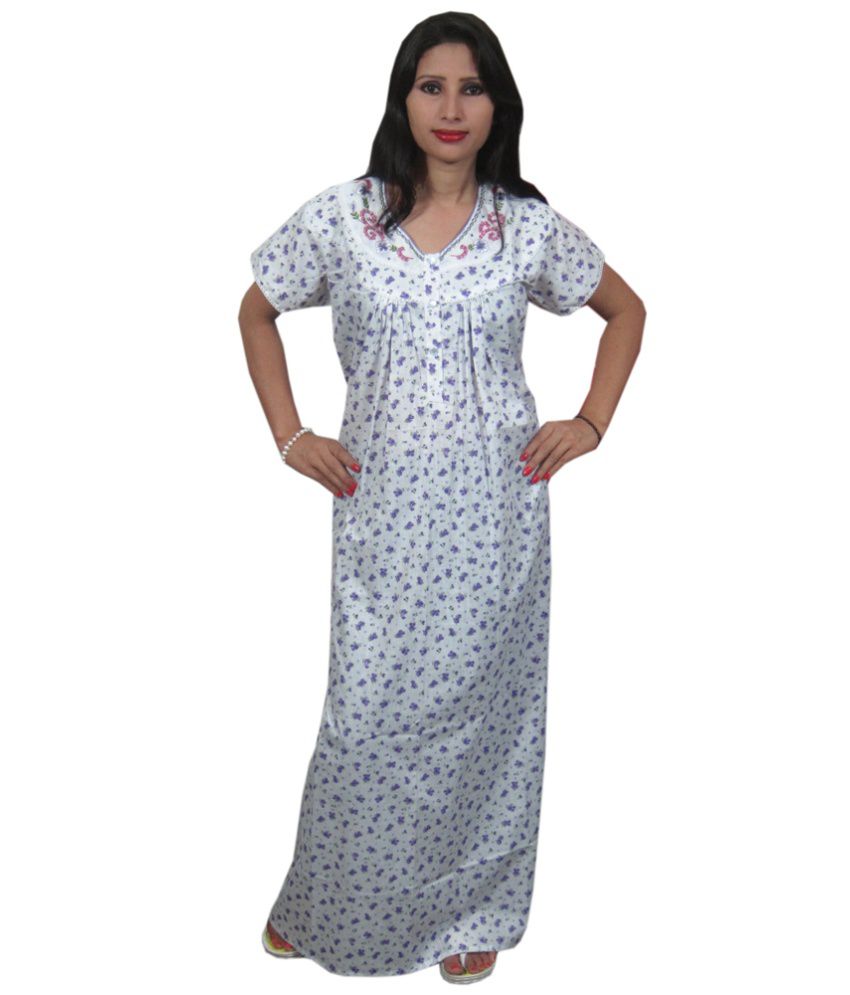 Buy India Trendzs White Cotton Nighty Online at Best Prices in India ...