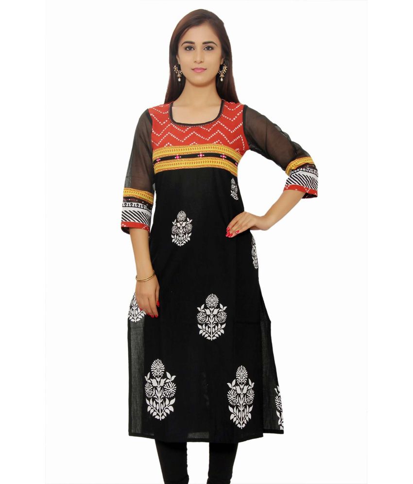 Rajwada Garments Maroon Cotton Embroidered Knitted Round Neck Kurti ...