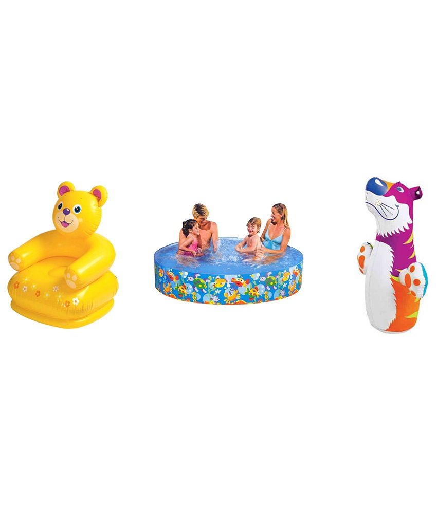 Intex Inflatable Plastic Combo Pack Of Teddy Chair, Tub & Tiger Buy