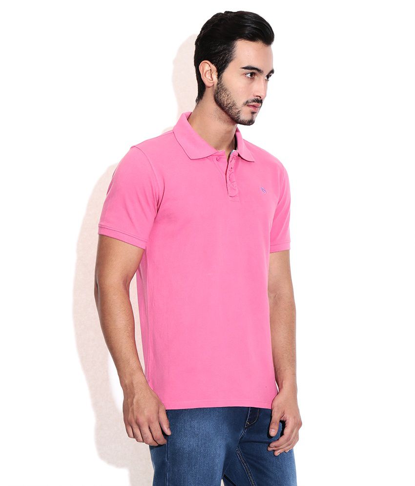 American Swan Pink Polos Neck T-Shirt - Buy American Swan Pink Polos ...