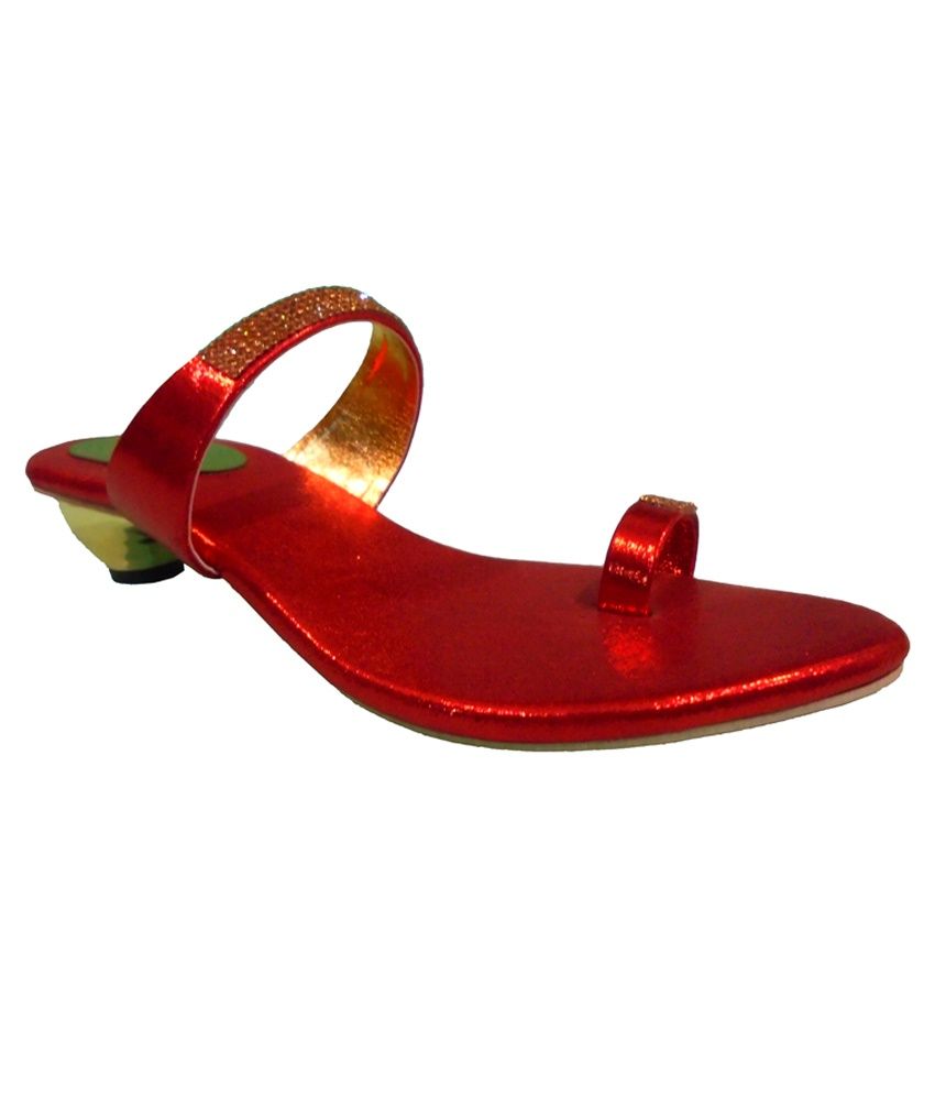 red low heel sandals