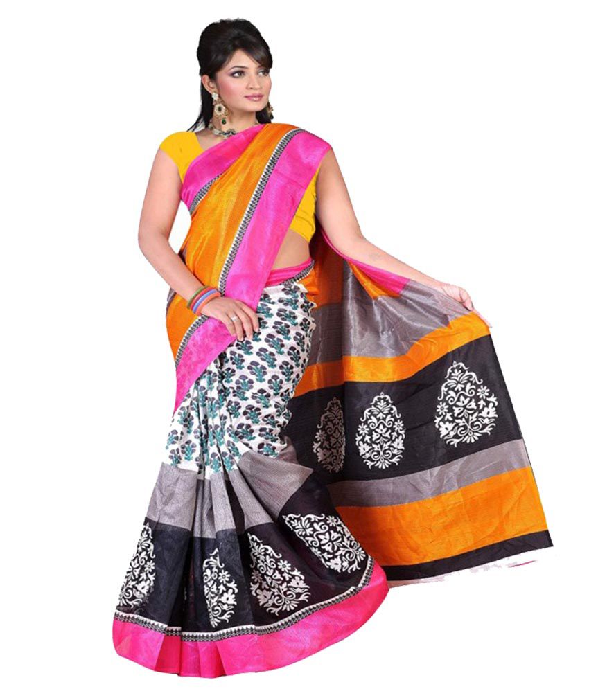 Mateshwari Sarees Multi Color Bhagalpuri Silk Saree Buy Mateshwari Sarees Multi Color