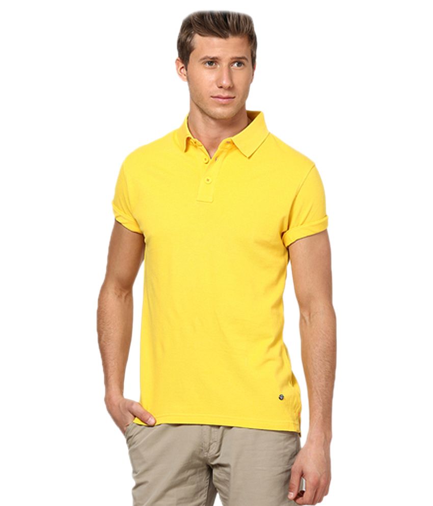     			Concepts Yellow Cotton Blend Half Sleeves Polo T-shirt