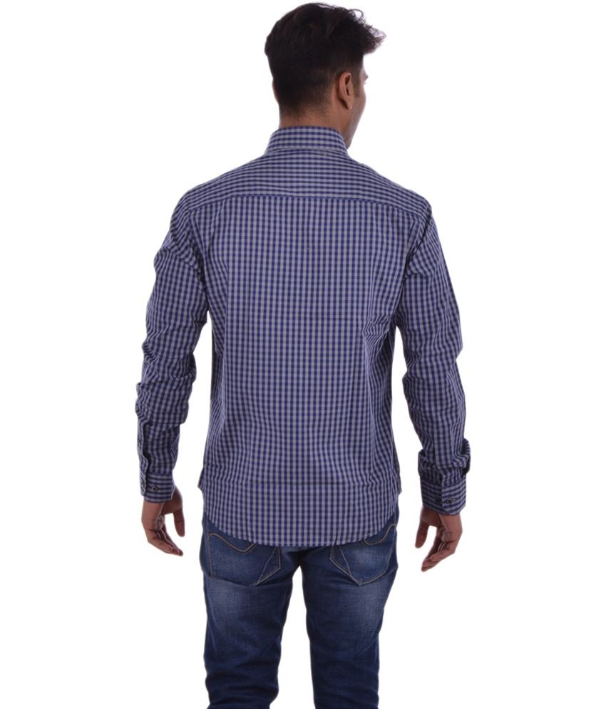 Bharani Enterprises Blue Cotton Casual Full Sleeves Checks Shirt - Buy ...