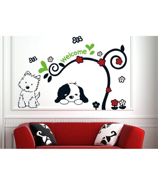     			Asmi Collections Wall Sticker Welcome Tree - Black