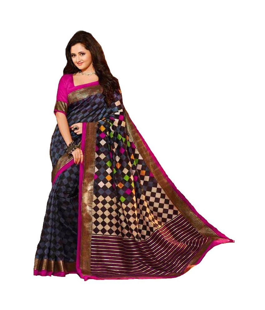 Vipul Multi Color Bhagalpuri Silk Designer Saree Buy Vipul Multi Color Bhagalpuri Silk