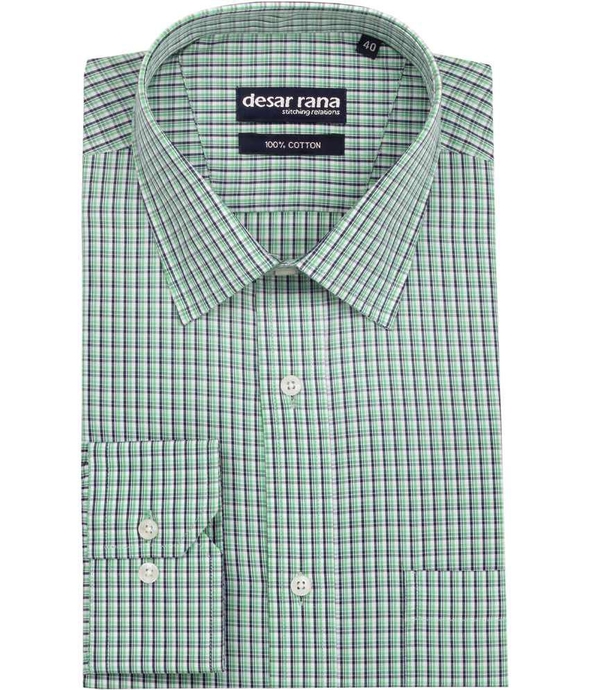 Desar Rana Green Regular Fit 100% Cotton Formal Shirt - Buy Desar Rana ...