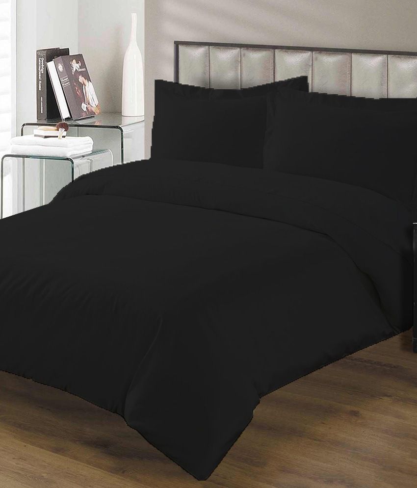 Misr Black Cotton Plain Double Fitted Bed Sheet Buy Misr Black
