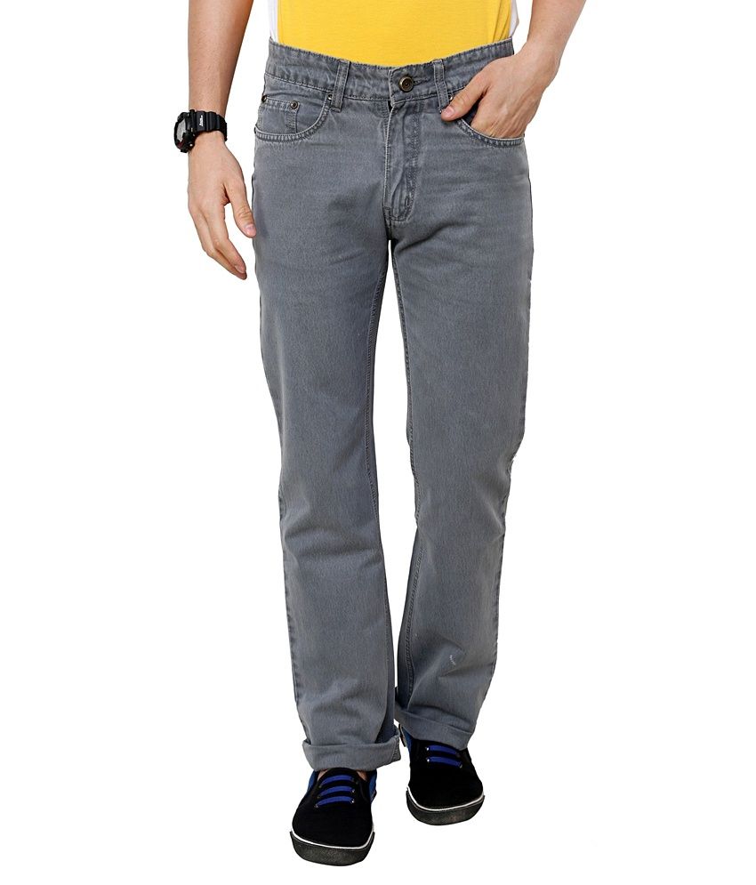 Zeco Grey Regular Fit Jeans - Buy Zeco Grey Regular Fit Jeans Online at ...