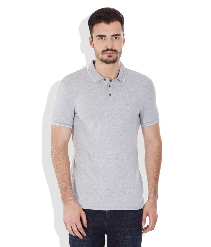 Calvin Klein Gray Cotton Polo T-Shirts - Buy Calvin Klein Gray Cotton ...