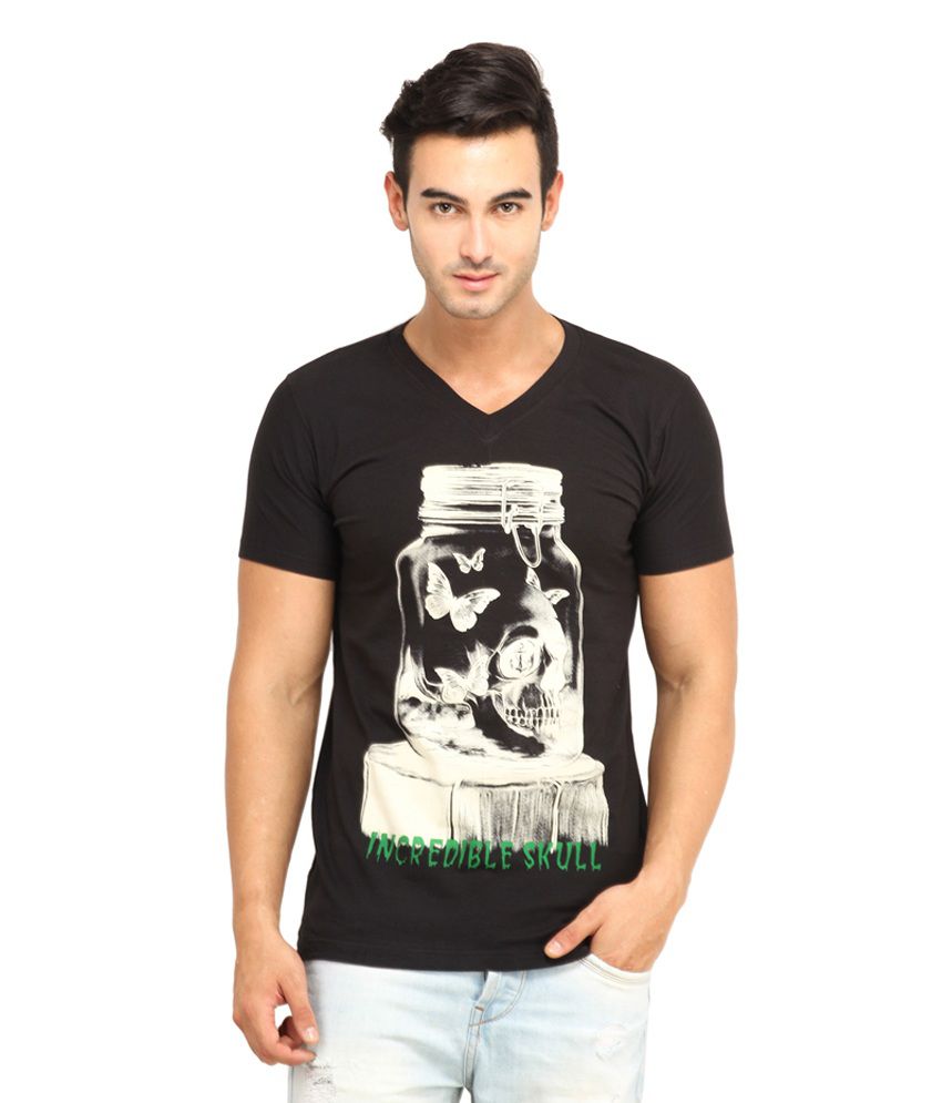 Goa Men's Cotton V-Neck T-Shirt-Black - Buy Goa Men's Cotton V-Neck T ...