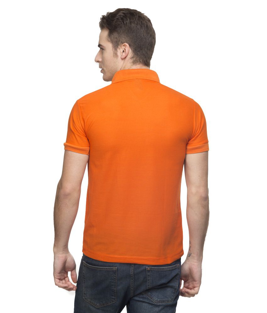 Lambency Orange Half Sleeves Polyester Polo T-shirt - Buy Lambency ...