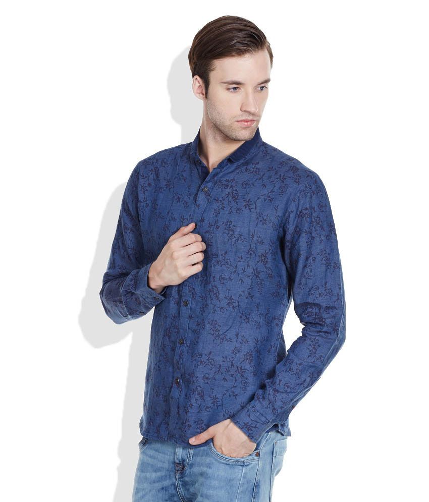 United Colors of Benetton Blue Regular Fit Casual Linen Shirt - Buy ...