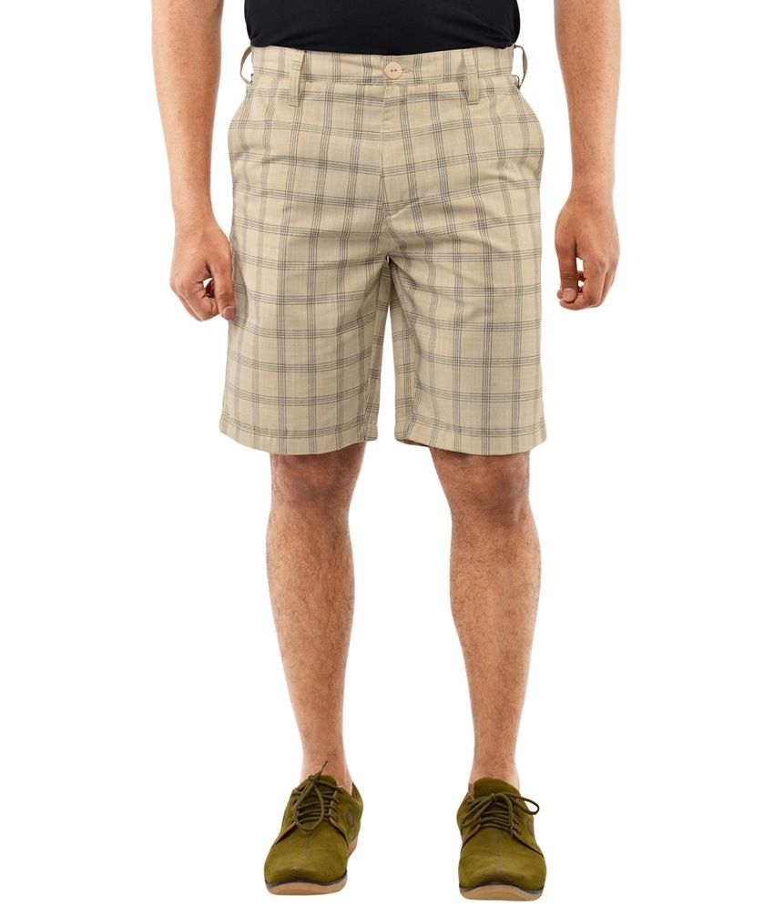 khaki shorts blue shirt